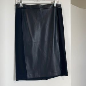 Leather detail pencil skirt